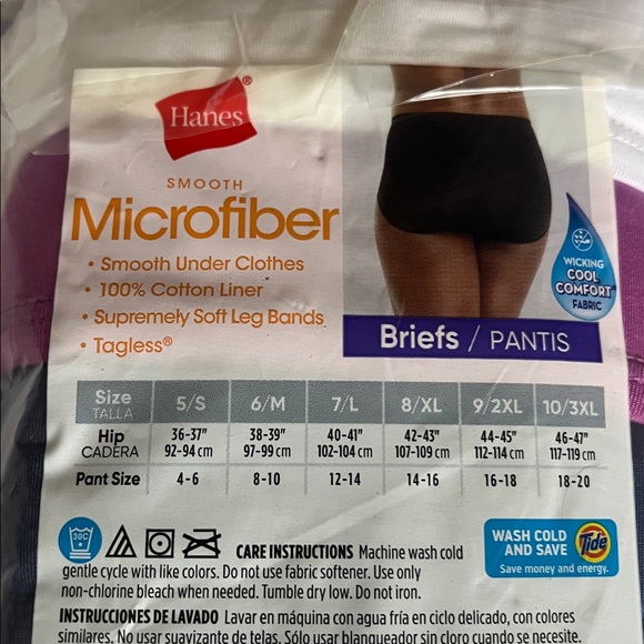 Hanes Women’s Tagless Briefs - Black, White, Purple, navy blue , grey - Picture 4 of 8